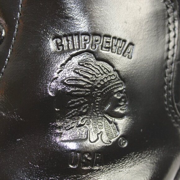Chippewa 20242 Gloss Black Steel Toe Leather Street Warrior Trooper Boot, Size 9 - Picture 11 of 12
